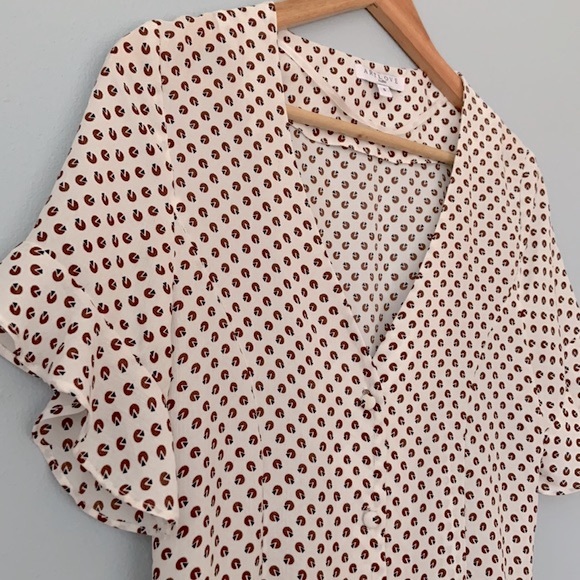 ARTLOVE Paris • Short Flutter Sleeve Tie Back Geometric Print Dress Size Small - Picture 12 of 12